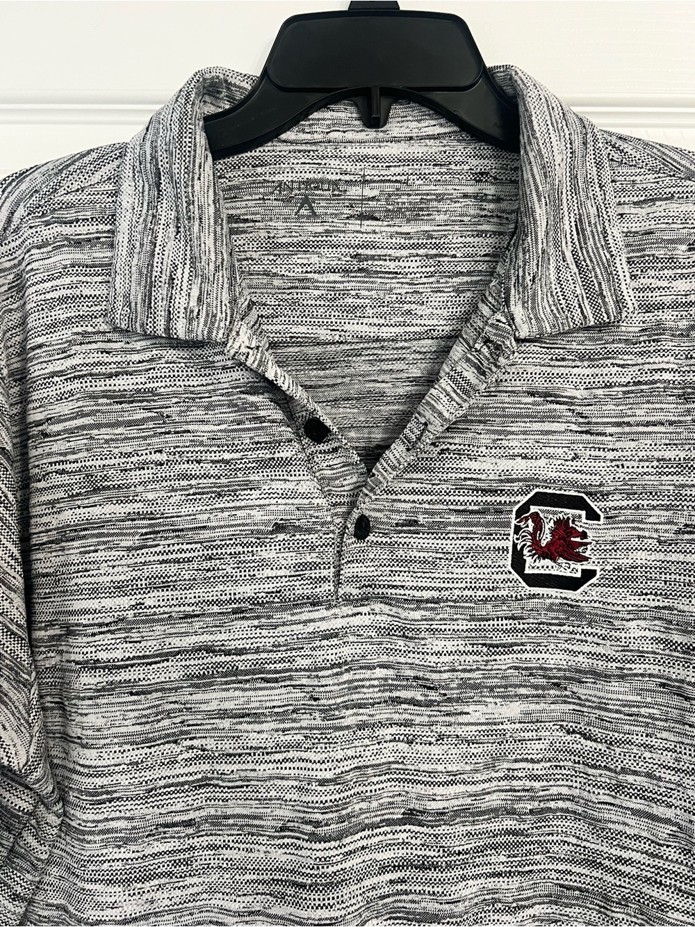 Men's Grey Golf Polo with Carolina Gamecock logo- large